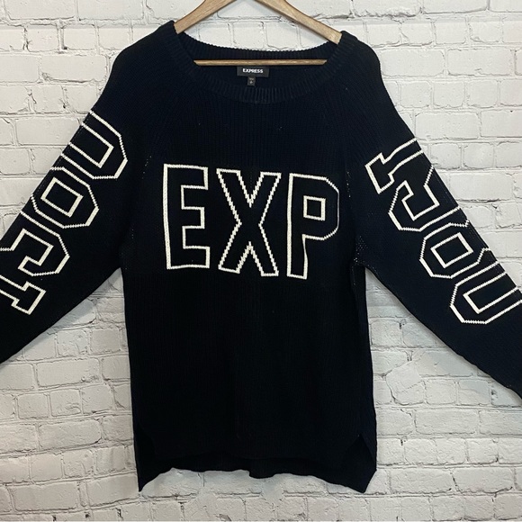 Express Sweaters - Express black and white logo sweater